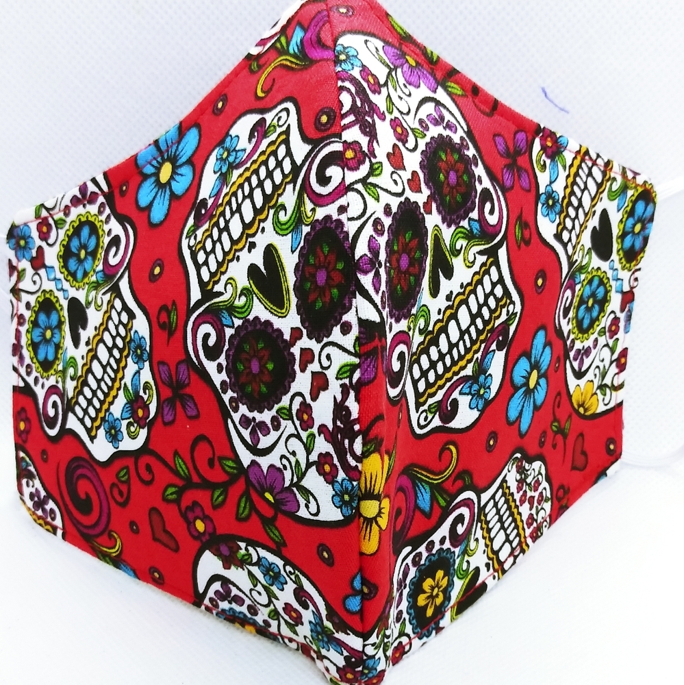 Skull Fabric Mask with inserted filter Reversible